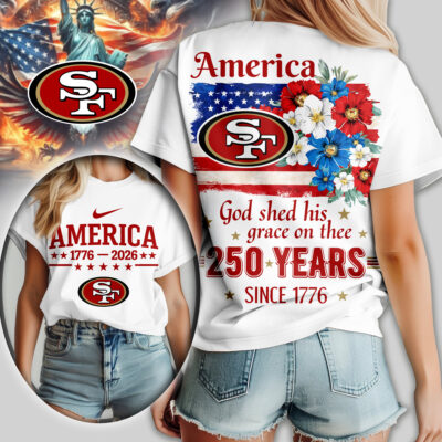 San Francisco 49ers | Premium NFL America God Shed His Grace On Thee Women Shirt