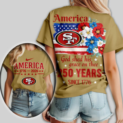 San Francisco 49ers | Premium NFL America God Shed His Grace On Thee Women Shirt