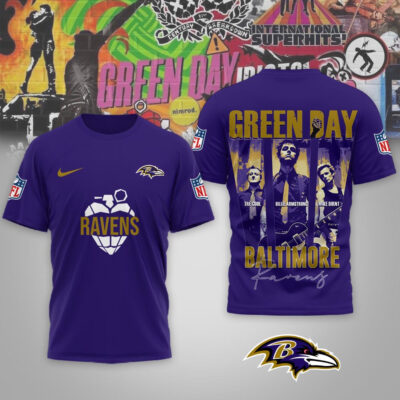 Baltimore Ravens | Premium NFL Premium NFL Green Day X Super Bowl LX Special Edition 3D Shirt - Purple, M