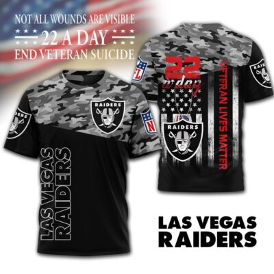Las Vegas Raiders | Premium NFL Veteran Suicide Awareness 3D Shirt