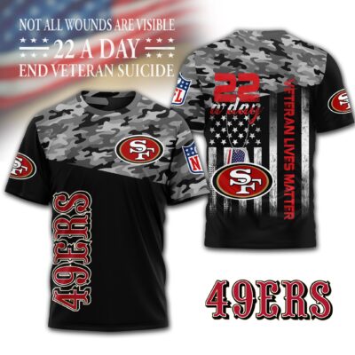San Francisco 49ers | Premium NFL Veteran Suicide Awareness 3D Shirt