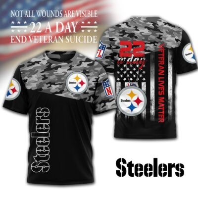 Pittsburgh Steelers | Premium NFL Veteran Suicide Awareness 3D Shirt