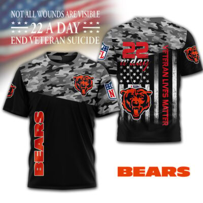 Chicago Bears | Premium NFL Veteran Suicide Awareness 3D Shirt