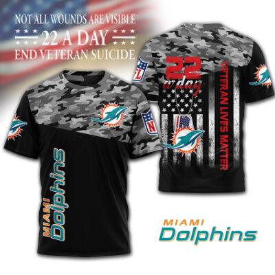 Miami Dolphins | Premium NFL Veteran Suicide Awareness 3D Shirt