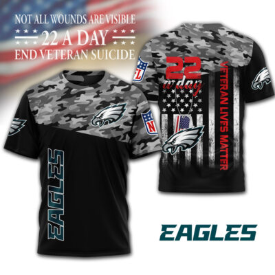 Philadelphia Eagles | Premium NFL Veteran Suicide Awareness 3D Shirt