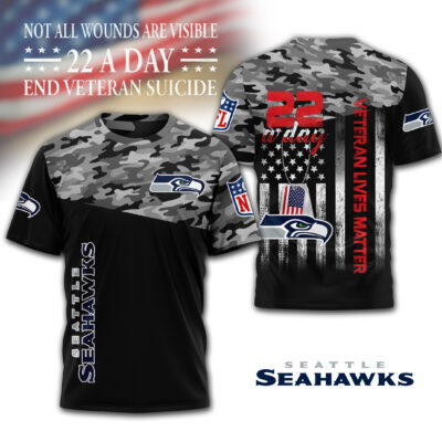 Seattle Seahawks | Premium NFL Veteran Suicide Awareness 3D Shirt