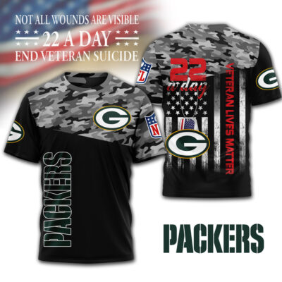 Green Bay Packers | Premium NFL Veteran Suicide Awareness 3D Shirt