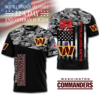 Washington Commanders | Premium NFL Veteran Suicide Awareness 3D Shirt