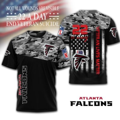 Atlanta Falcons | Premium NFL Veteran Suicide Awareness 3D Shirt