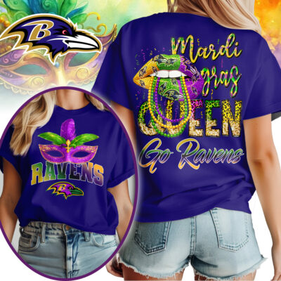 Baltimore Ravens | Premium NFL Mardi Gras Queen Women Shirt
