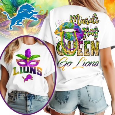 Detroit Lions | Premium NFL Mardi Gras Queen Women Shirt