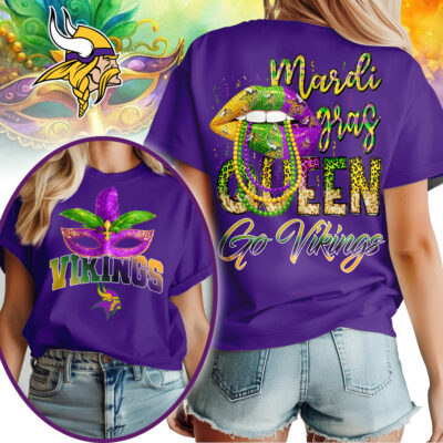 Minnesota Vikings | Premium NFL Mardi Gras Queen Women Shirt