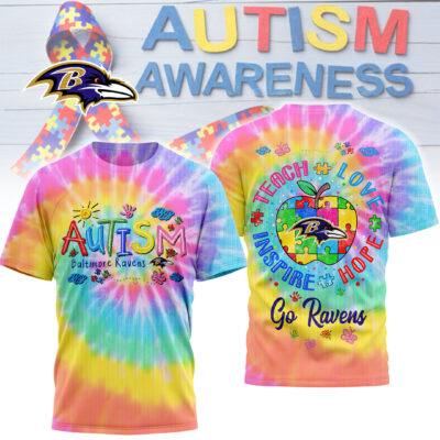 Baltimore Ravens | Premium NFL Autism Awareness Teacher 3D Shirt