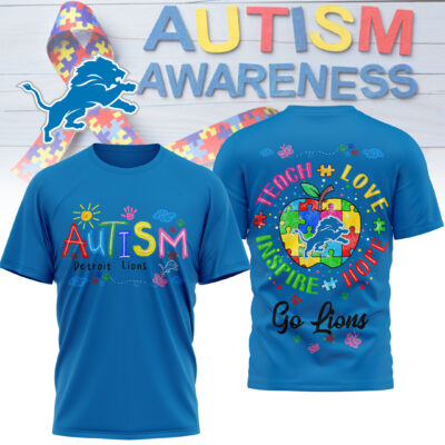 Detroit Lions | Premium NFL Autism Awareness Teacher 3D Shirt