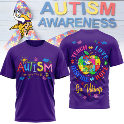 Minnesota Vikings | Premium NFL Autism Awareness Teacher 3D Shirt
