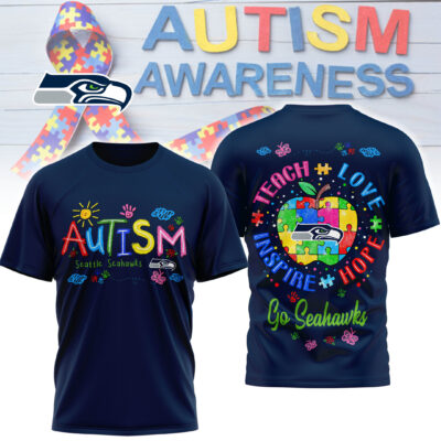 Seattle Seahawks | Premium NFL Autism Awareness Teacher 3D Shirt