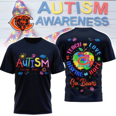 Chicago Bears | Premium NFL Autism Awareness Teacher 3D Shirt