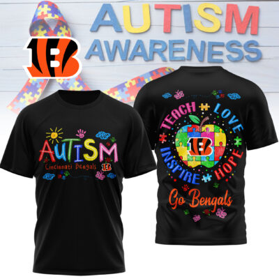 Cincinnati Bengals | Premium NFL Autism Awareness Teacher 3D Shirt