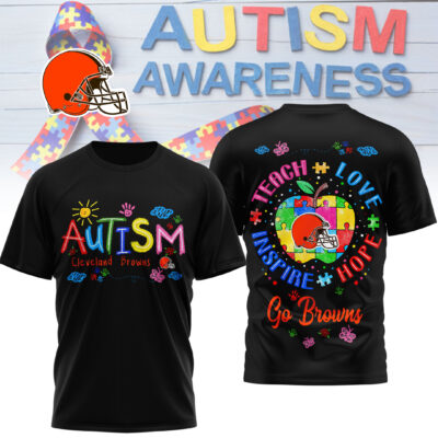 Cleveland Browns | Premium NFL Autism Awareness Teacher 3D Shirt