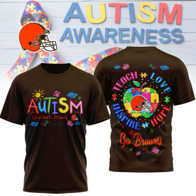 Cleveland Browns | Premium NFL Autism Awareness Teacher 3D Shirt