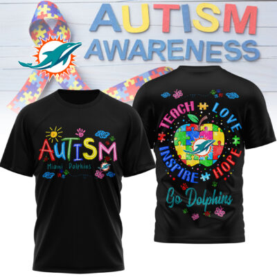 Miami Dolphins | Premium NFL Autism Awareness Teacher 3D Shirt