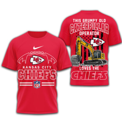 Kansas City Chiefs | Premium NFL Grumpy Old Caterpillar Operator Fan 3D Shirt