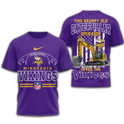 Minnesota Vikings | Premium NFL Grumpy Old Caterpillar Operator Fan 3D Shirt