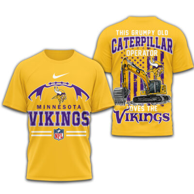 Minnesota Vikings | Premium NFL Grumpy Old Caterpillar Operator Fan 3D Shirt