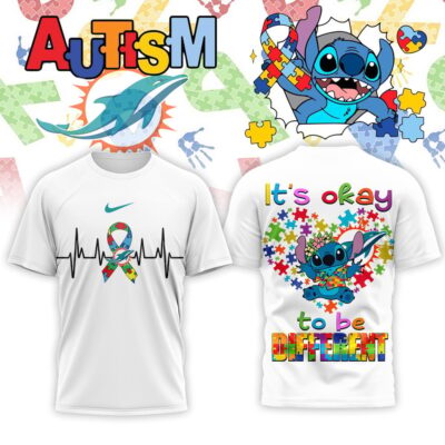 Miami Dolphins | Premium NFL Stitch X Autism Awareness Fan 3D Shirt