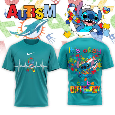 Miami Dolphins | Premium NFL Stitch X Autism Awareness Fan 3D Shirt