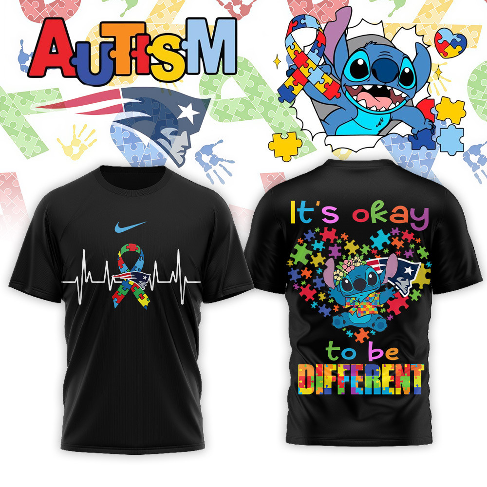 New England Patriots | Premium NFL Stitch X Autism Awareness Fan 3D Shirt - Image 2