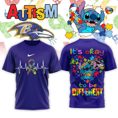 Baltimore Ravens | Premium NFL Stitch X Autism Awareness Fan 3D Shirt