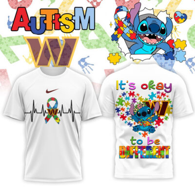 Washington Commanders | Premium NFL Stitch X Autism Awareness Fan 3D Shirt