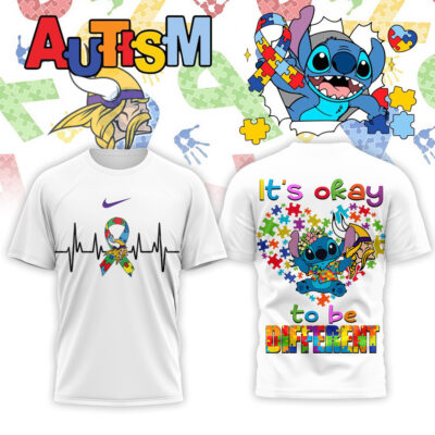 Minnesota Vikings | Premium NFL Stitch X Autism Awareness Fan 3D Shirt