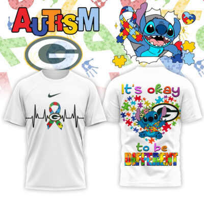Green Bay Packers | Premium NFL Stitch X Autism Awareness Fan 3D Shirt