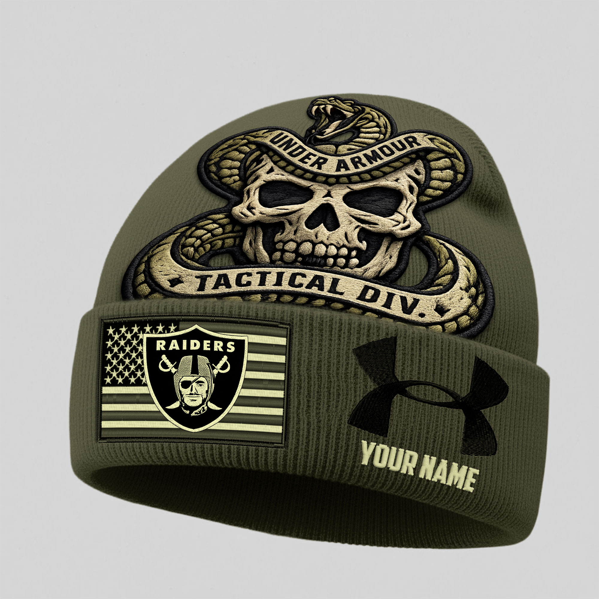 Las Vegas Raiders | Premium NFL Tactical DIV Under Armour Beanie Hat - Image 2