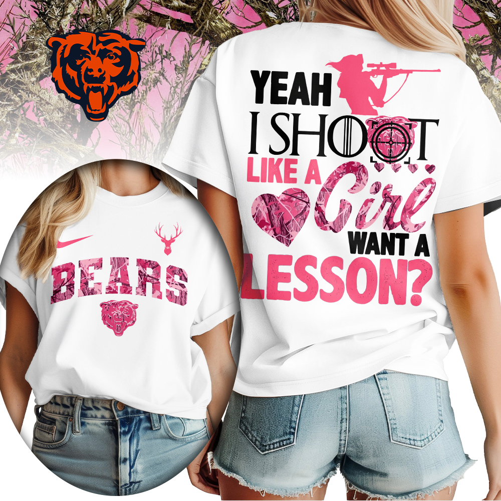Chicago Bears | Premium NFL Shoot Like A Girl Women Shirt - Image 2