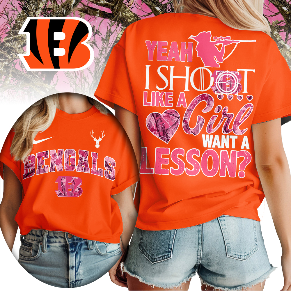 Cincinnati Bengals | Premium NFL Shoot Like A Girl Women Shirt - Image 3