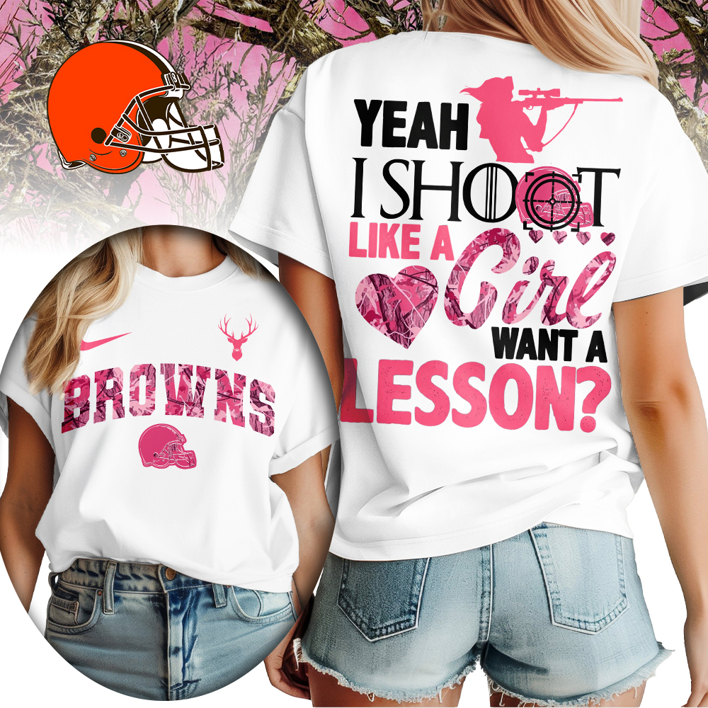 Cleveland Browns | Premium NFL Shoot Like A Girl Women Shirt - Image 2