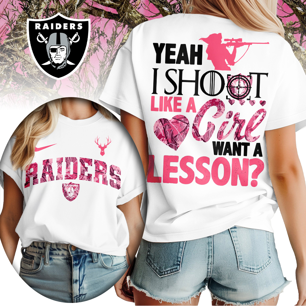 Las Vegas Raiders | Premium NFL Shoot Like A Girl Women Shirt - Image 2