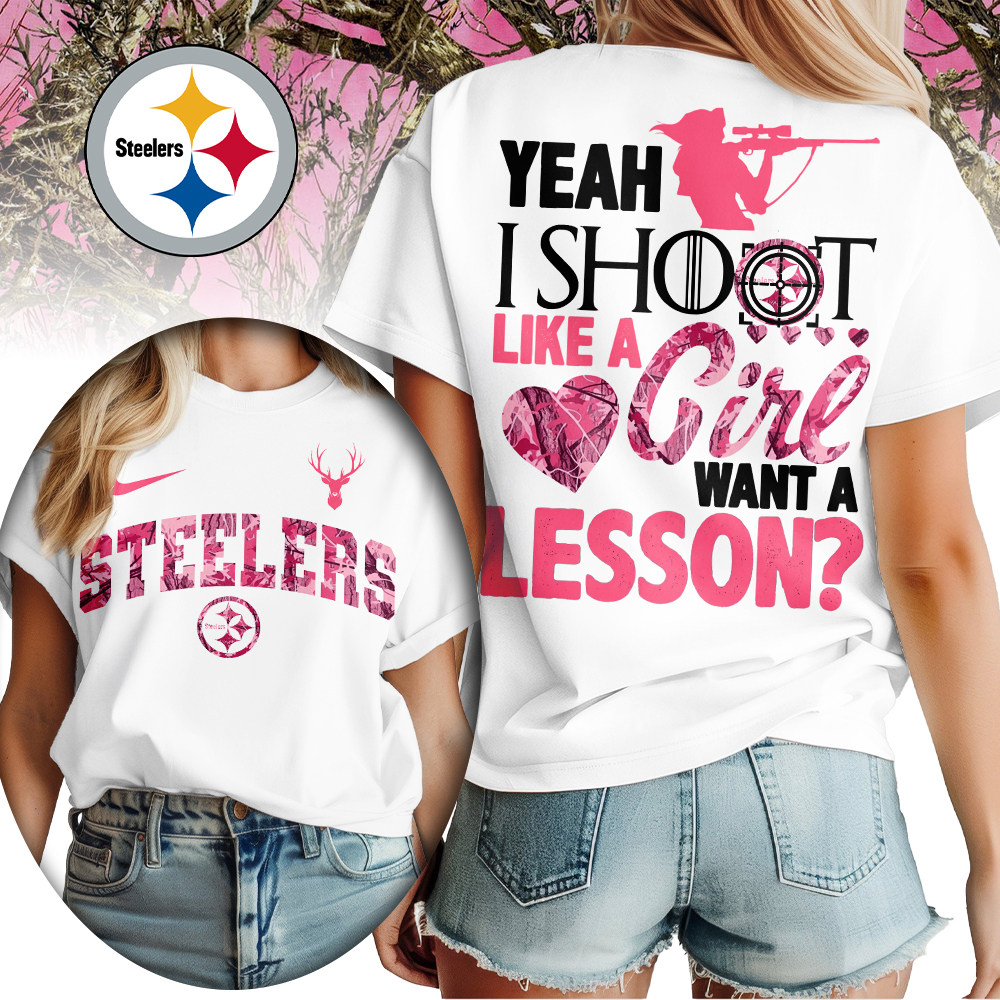 Pittsburgh Steelers | Premium NFL Shoot Like A Girl Women Shirt - Image 2