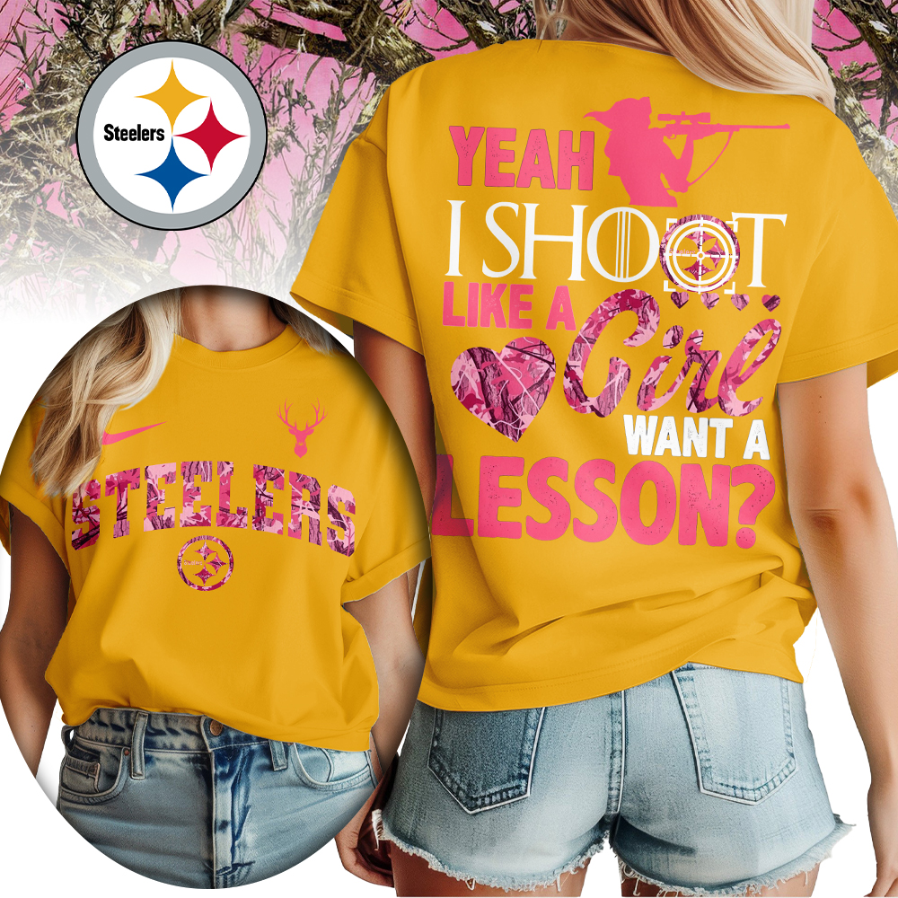 Pittsburgh Steelers | Premium NFL Shoot Like A Girl Women Shirt - Image 3