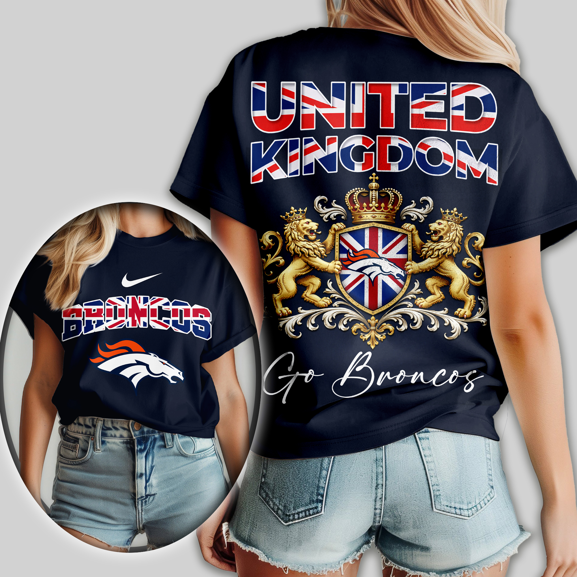 Denver Broncos | Premium NFL United Kingdom Women Shirt - Image 2