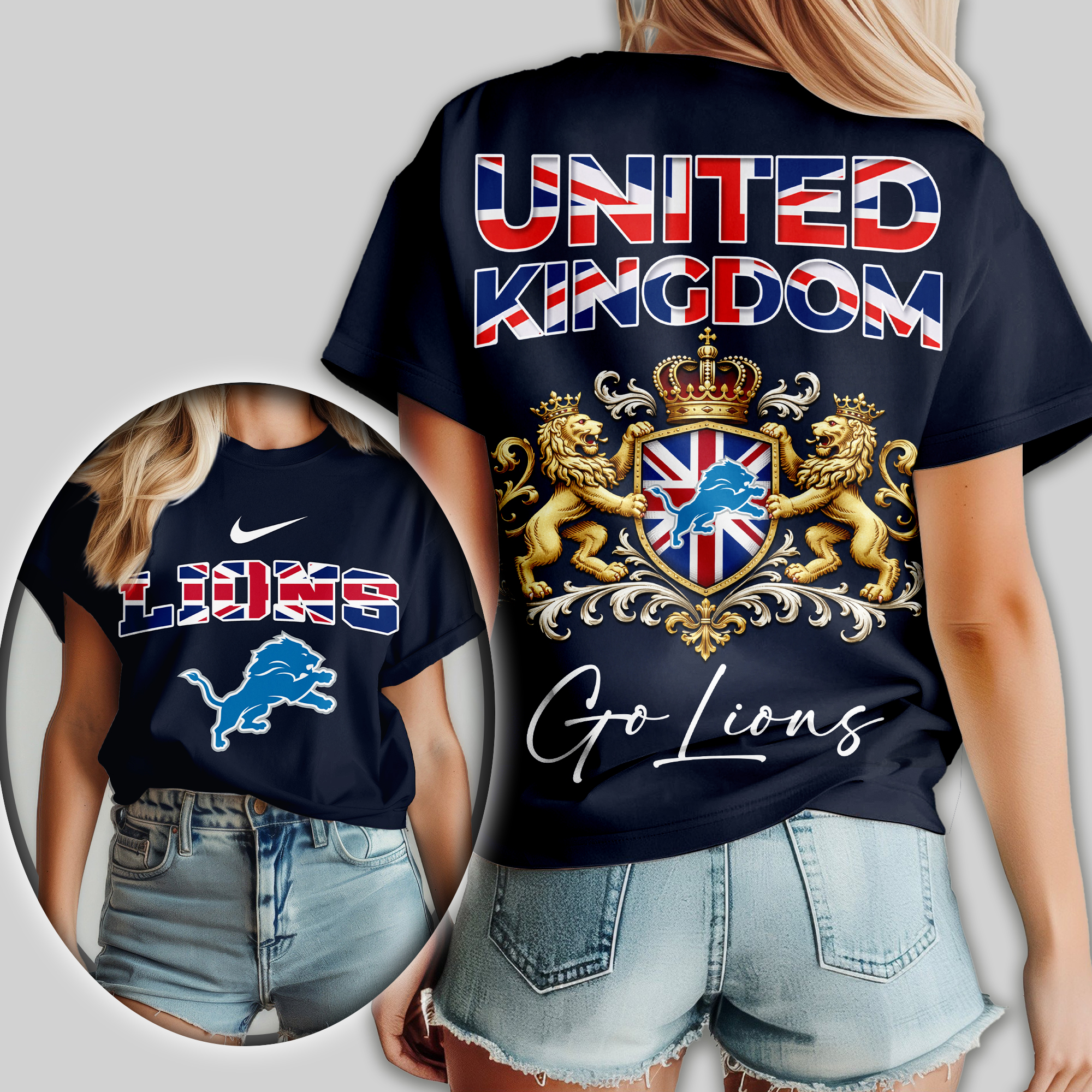 Detroit Lions | Premium NFL United Kingdom Women Shirt - Image 2