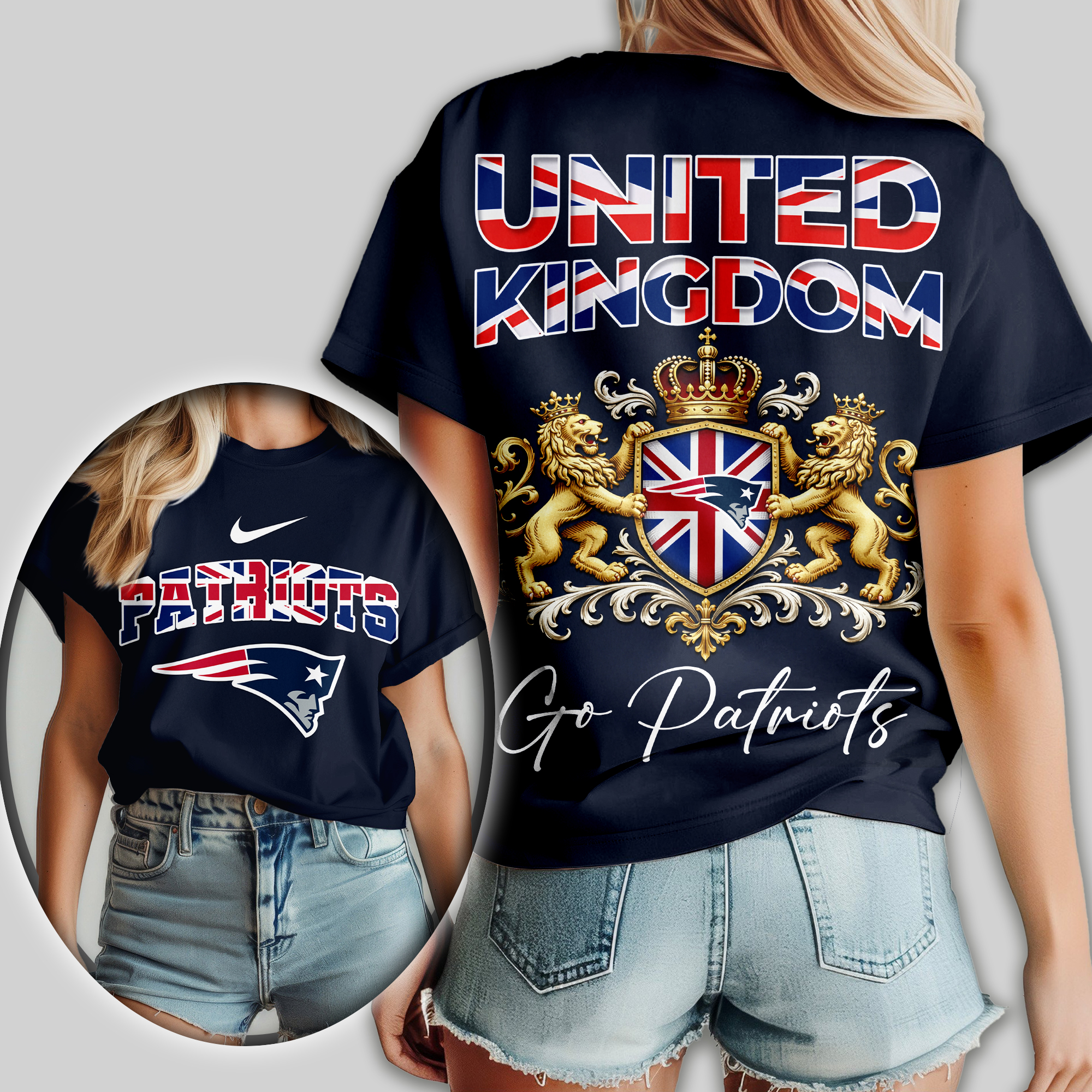 New England Patriots | Premium NFL United Kingdom Women Shirt - Image 2