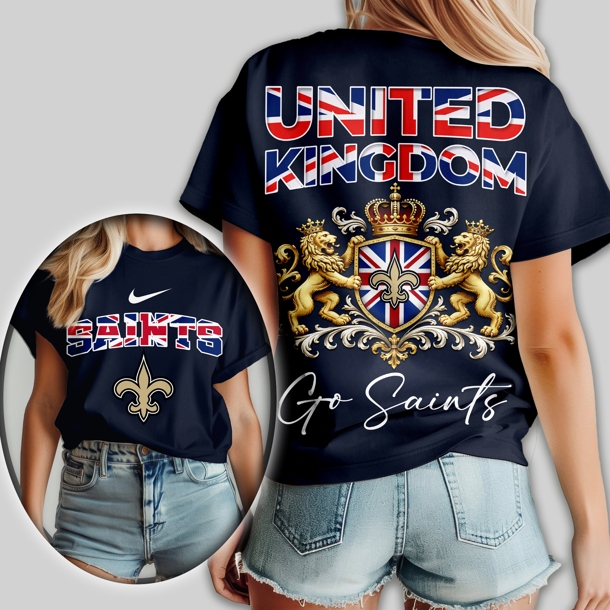 New Orleans Saints | Premium NFL United Kingdom Women Shirt - Image 2