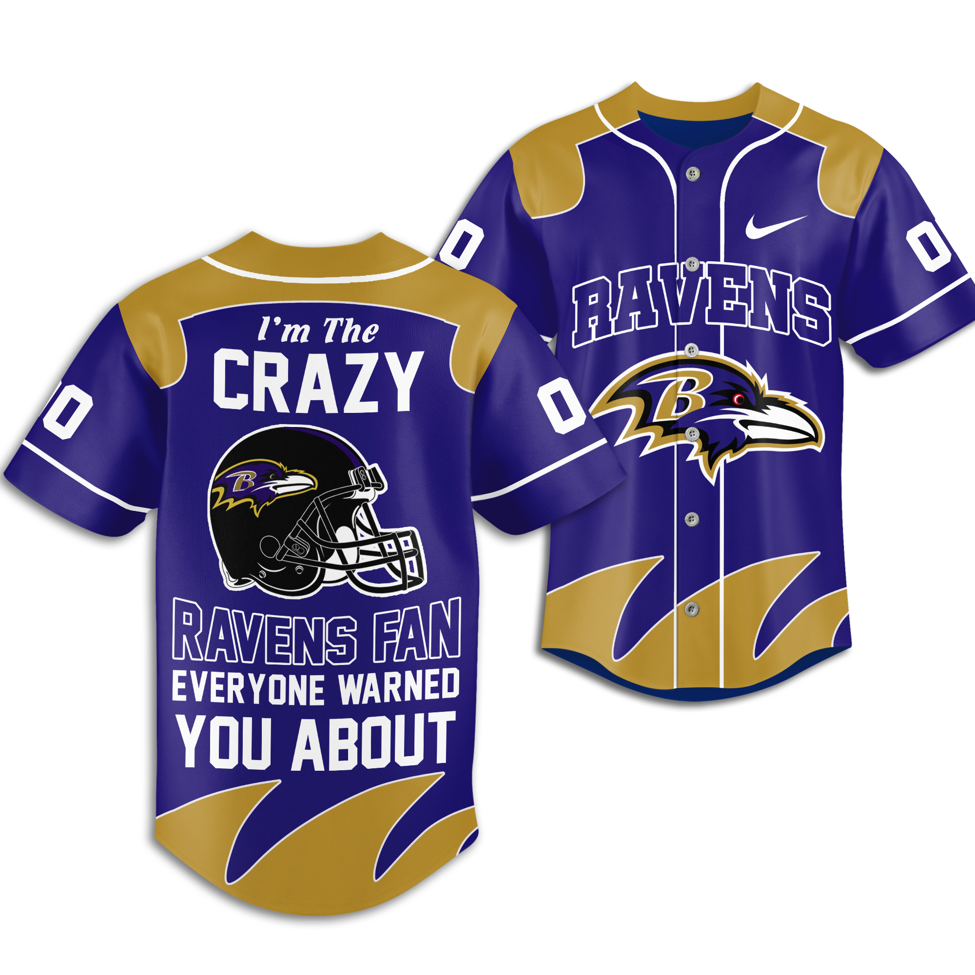 Baltimore Ravens | Premium NFL Crazy Football Fan Personalized Jersey - Image 2