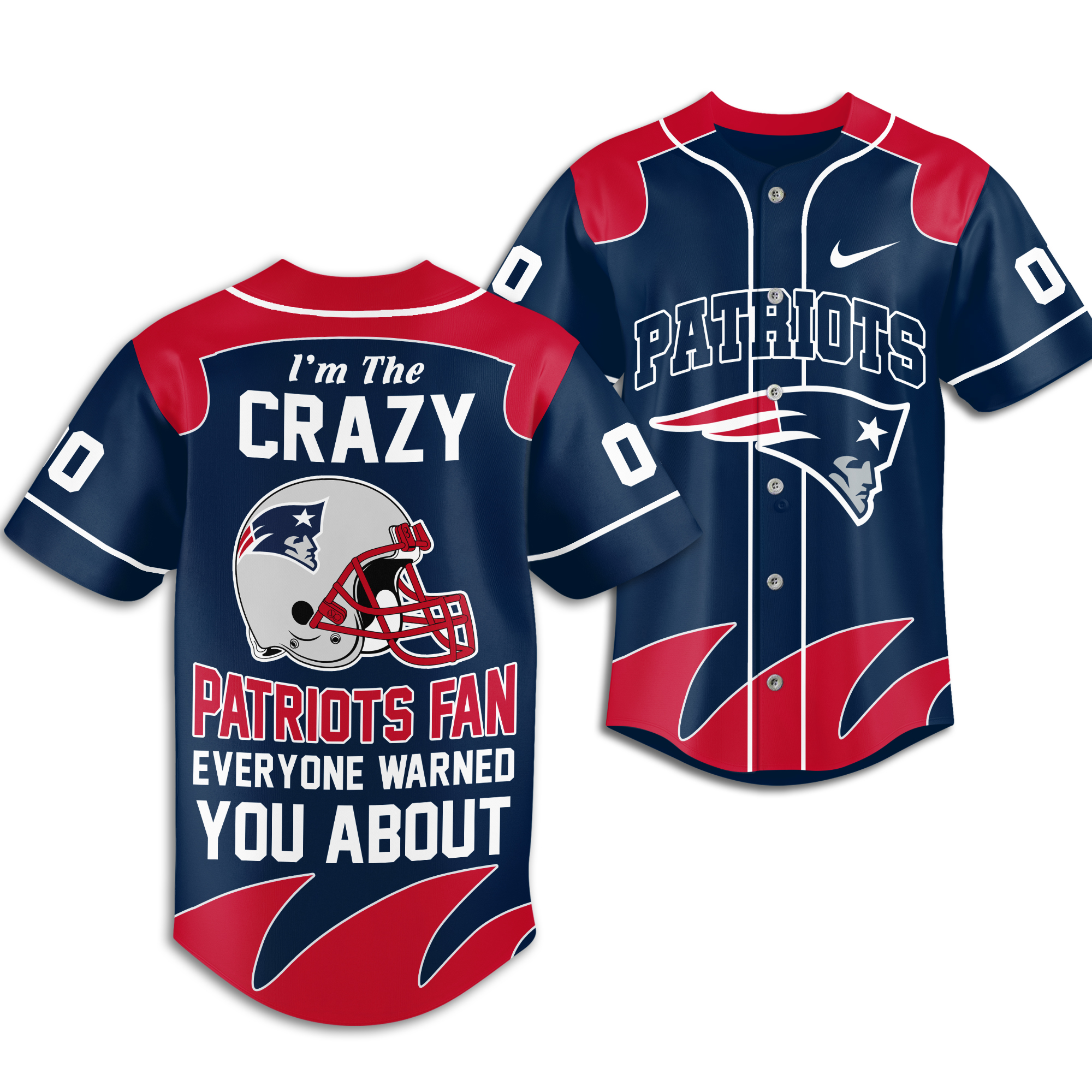 New England Patriots | Premium NFL Crazy Football Fan Personalized Jersey - Image 2