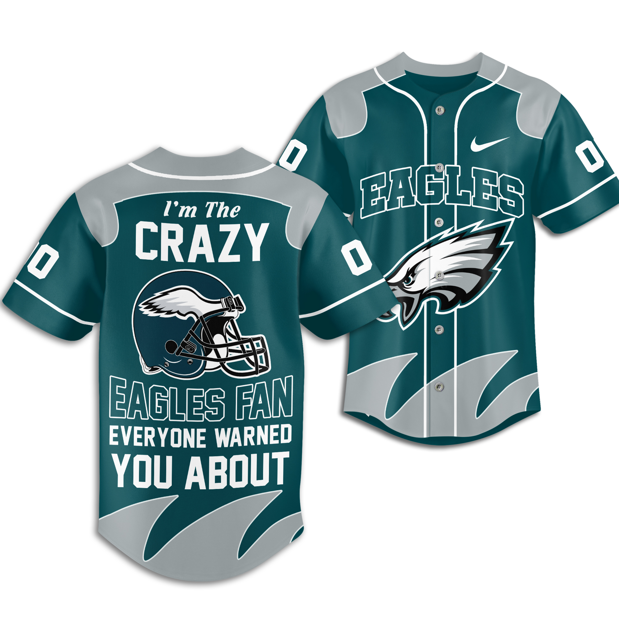 Philadelphia Eagles | Premium NFL Crazy Football Fan Personalized Jersey - Image 2