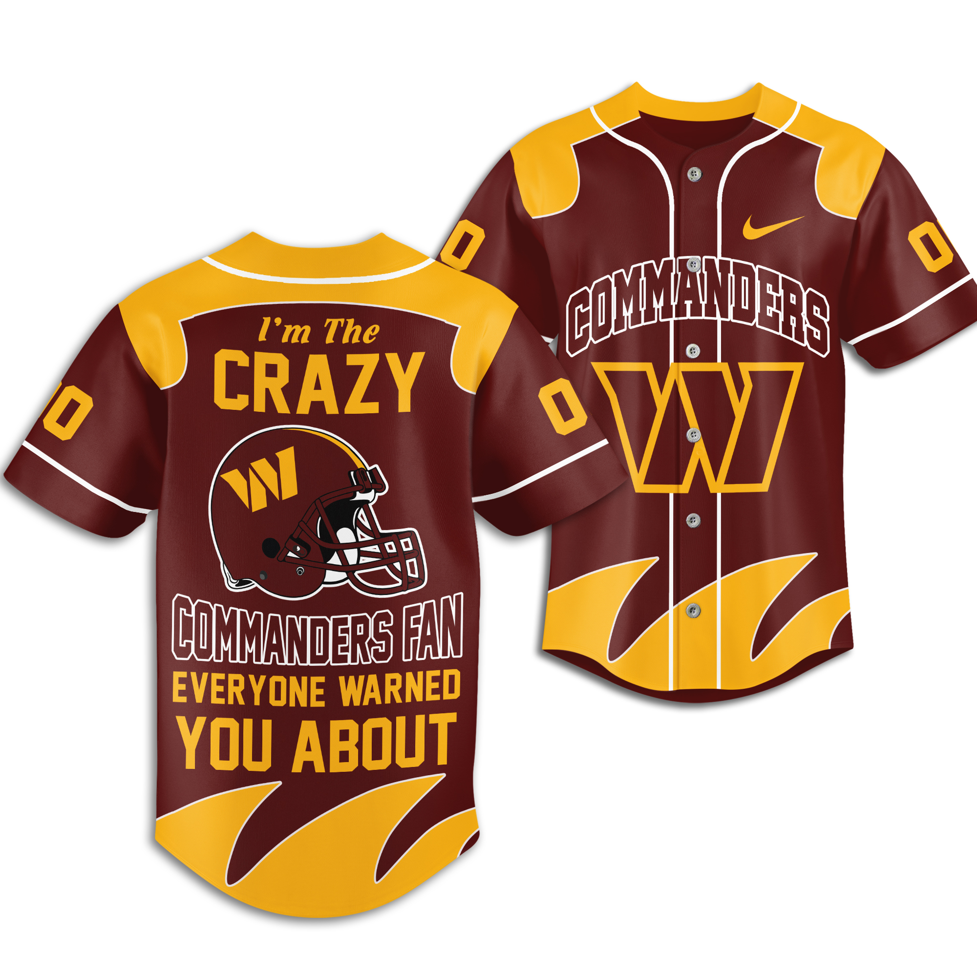 Washington Commanders | Premium NFL Crazy Football Fan Personalized Jersey - Image 2